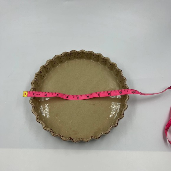 Vintage Flan Tart Quiche Dish Stoneware Speckled 9 Inch Oven Safe Round - Picture 3 of 6